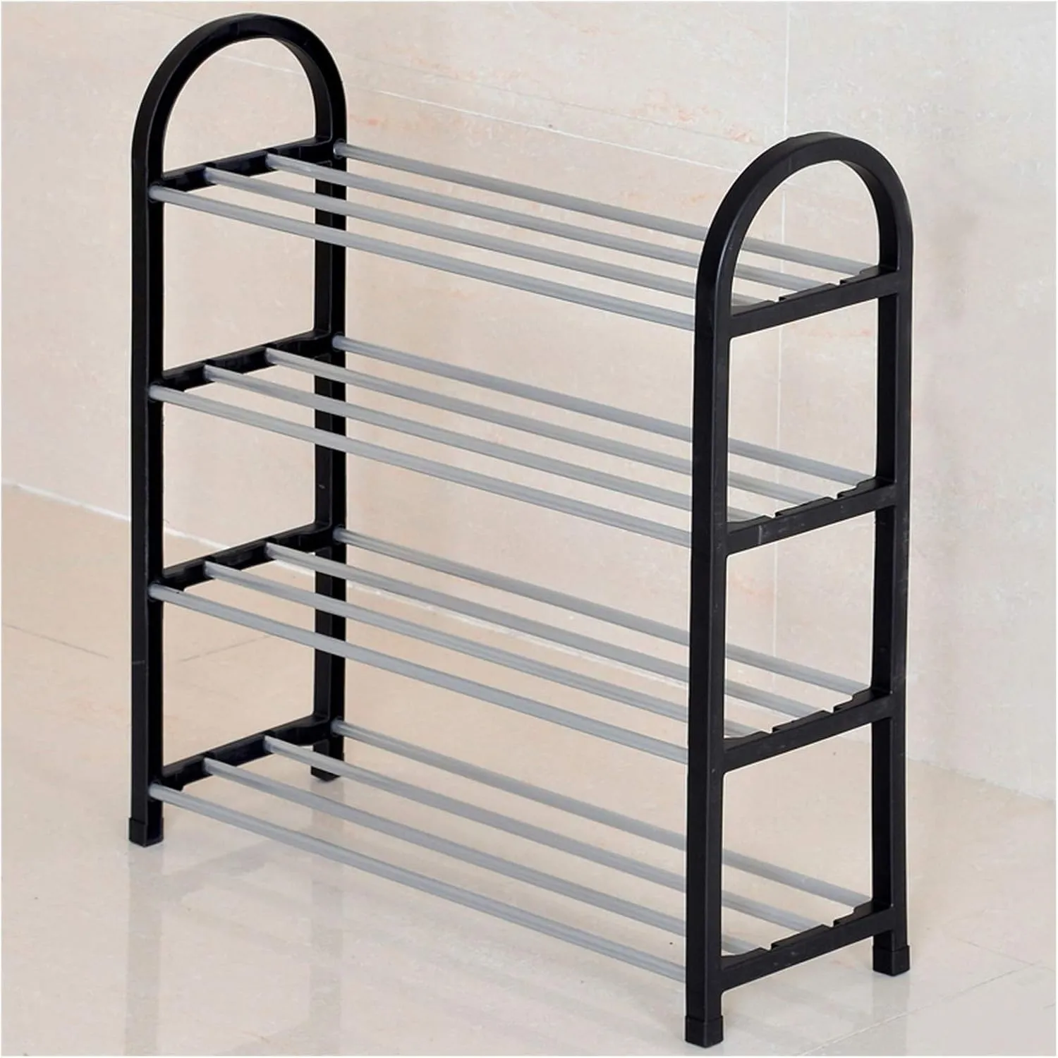 Shoe Rack 4-Tier Shoe Rack Organizer Entryway Shoe Storage Plastic Multi-Functional Shoe Tower Shelf Space-Saving and Easy to Assemble Shoe Shelf (Color : Blue) (Black)
