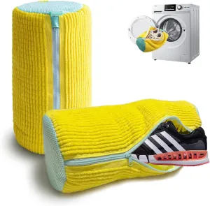 Shoe Washing Machine Bag, Reusable Laundry Shoe Bag for Washer and Dryer, Shoe Washing Bag for All Shoes Types (2pc Yellow)