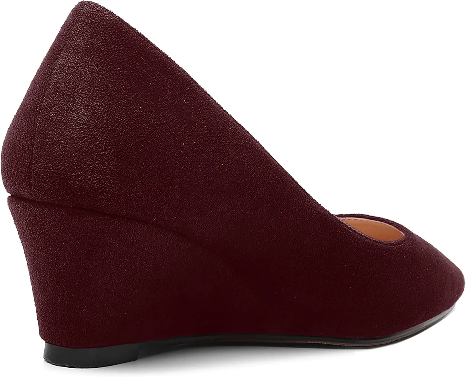 SHOWFOREST Womens Slip On Suede Solid Casual Outdoor Square Toe Wedge Low Heel Pumps Shoes 2 Inch