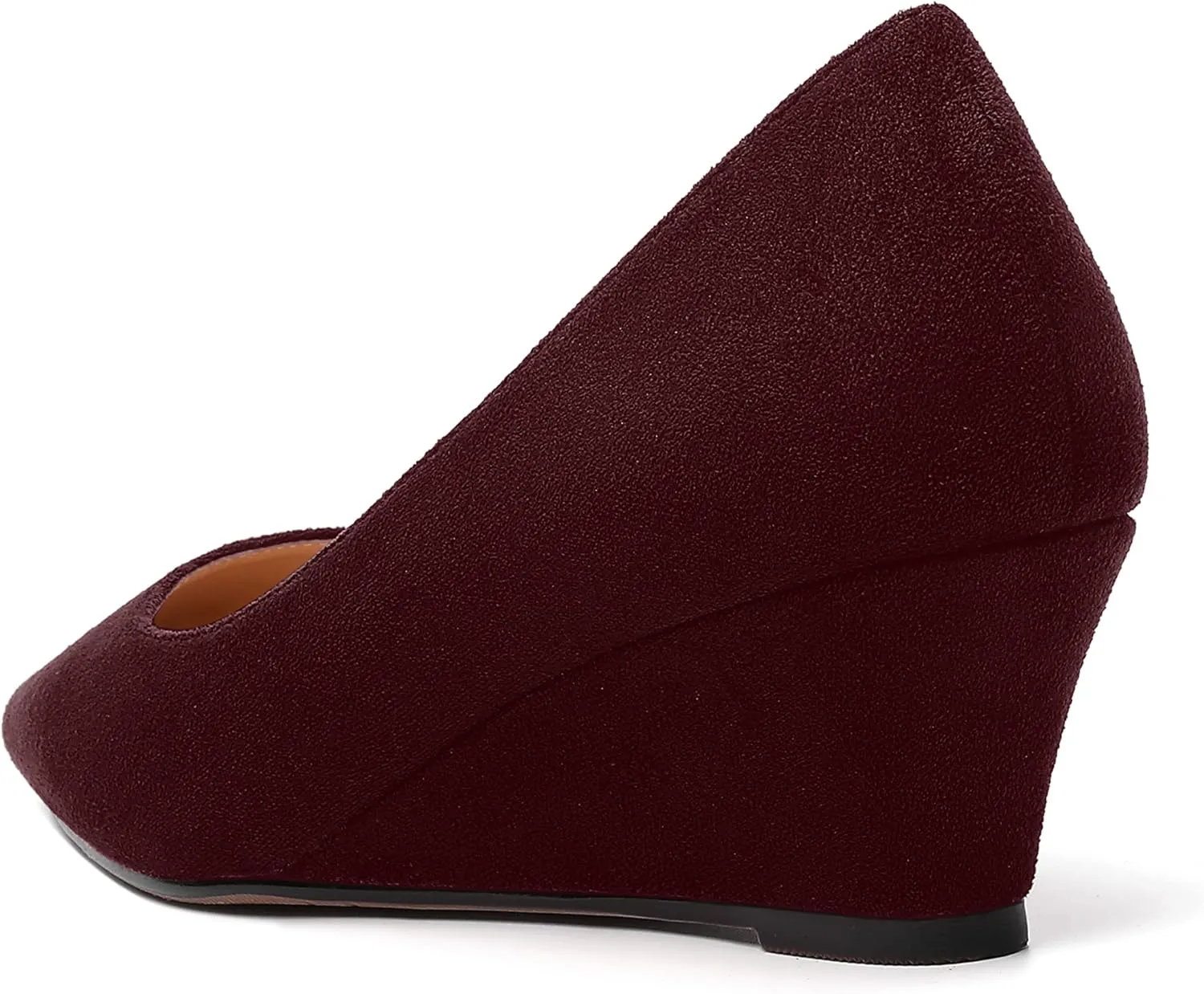 SHOWFOREST Womens Slip On Suede Solid Casual Outdoor Square Toe Wedge Low Heel Pumps Shoes 2 Inch