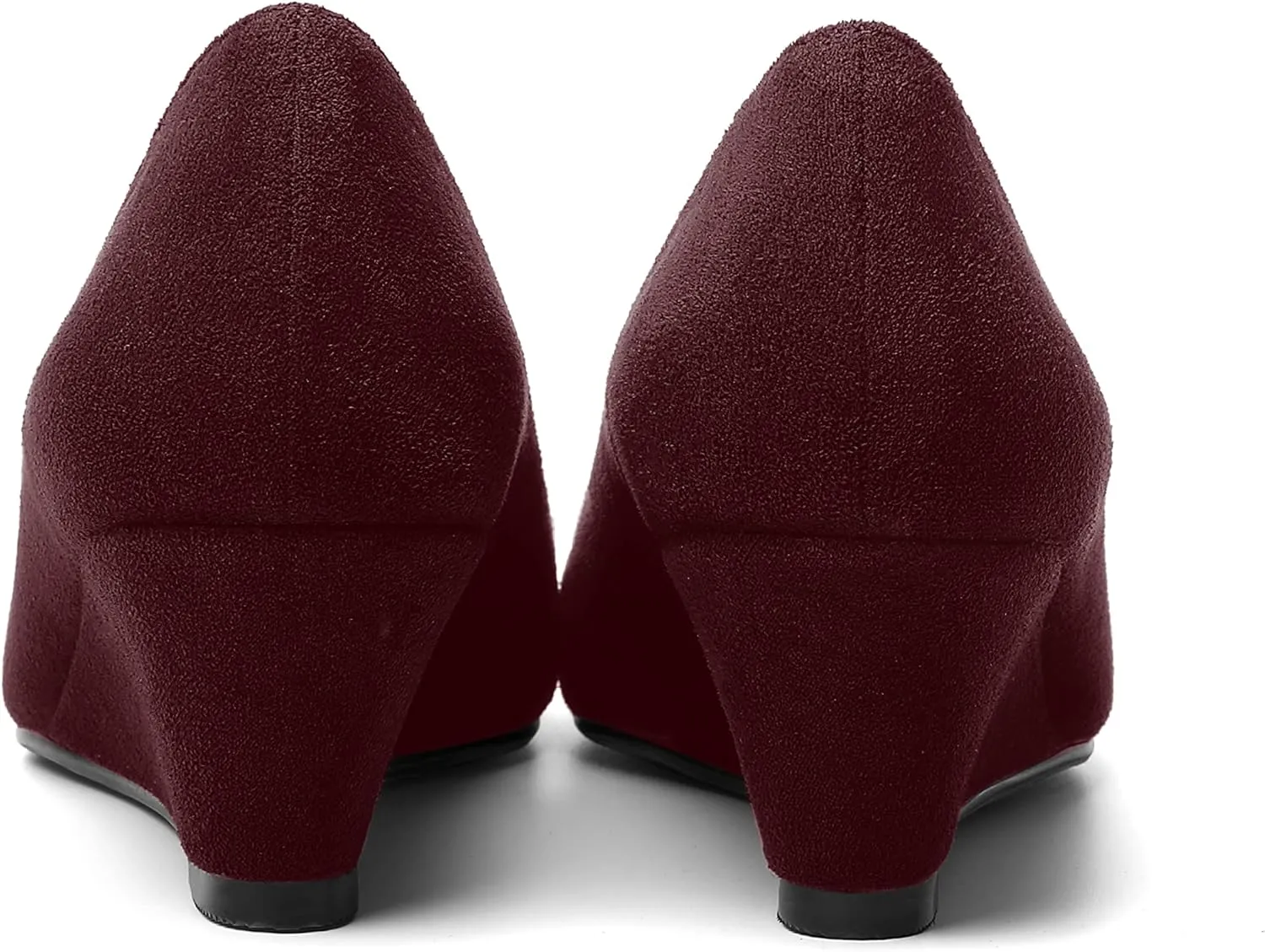 SHOWFOREST Womens Slip On Suede Solid Casual Outdoor Square Toe Wedge Low Heel Pumps Shoes 2 Inch
