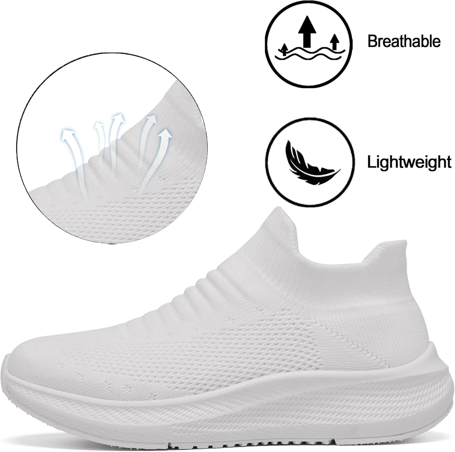 SHULOOK Womens Slip on Walking Shoes Comfort Lightweight Breathable Sock Shoe Non-Slip Mesh Casual Fashion Tennis Running Sneakers