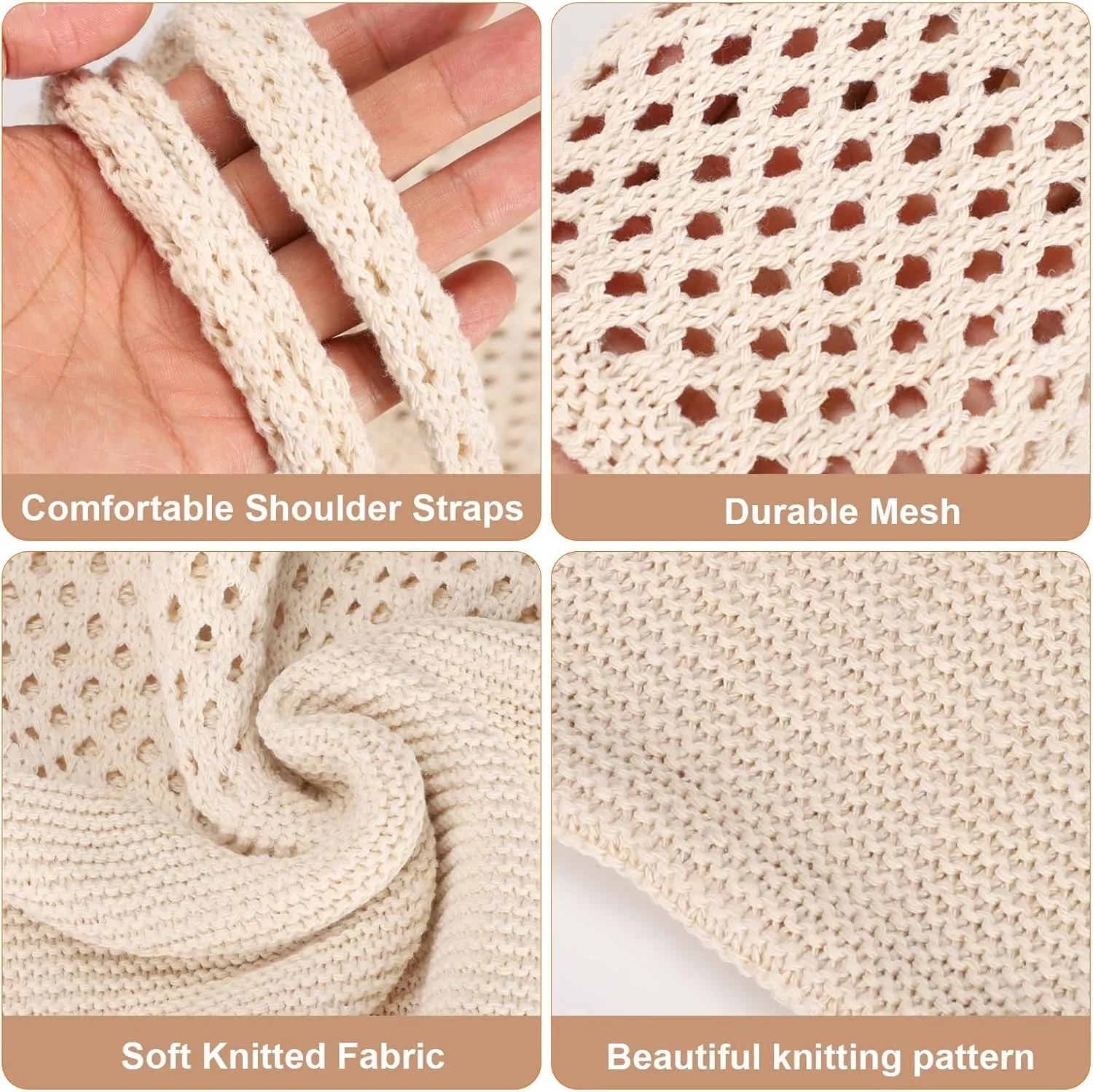 Sightor Crochet Tote Bag, Mesh Beach Bag Knit Summer Hobo Bag Vacation Boho Tote Bag for Women
