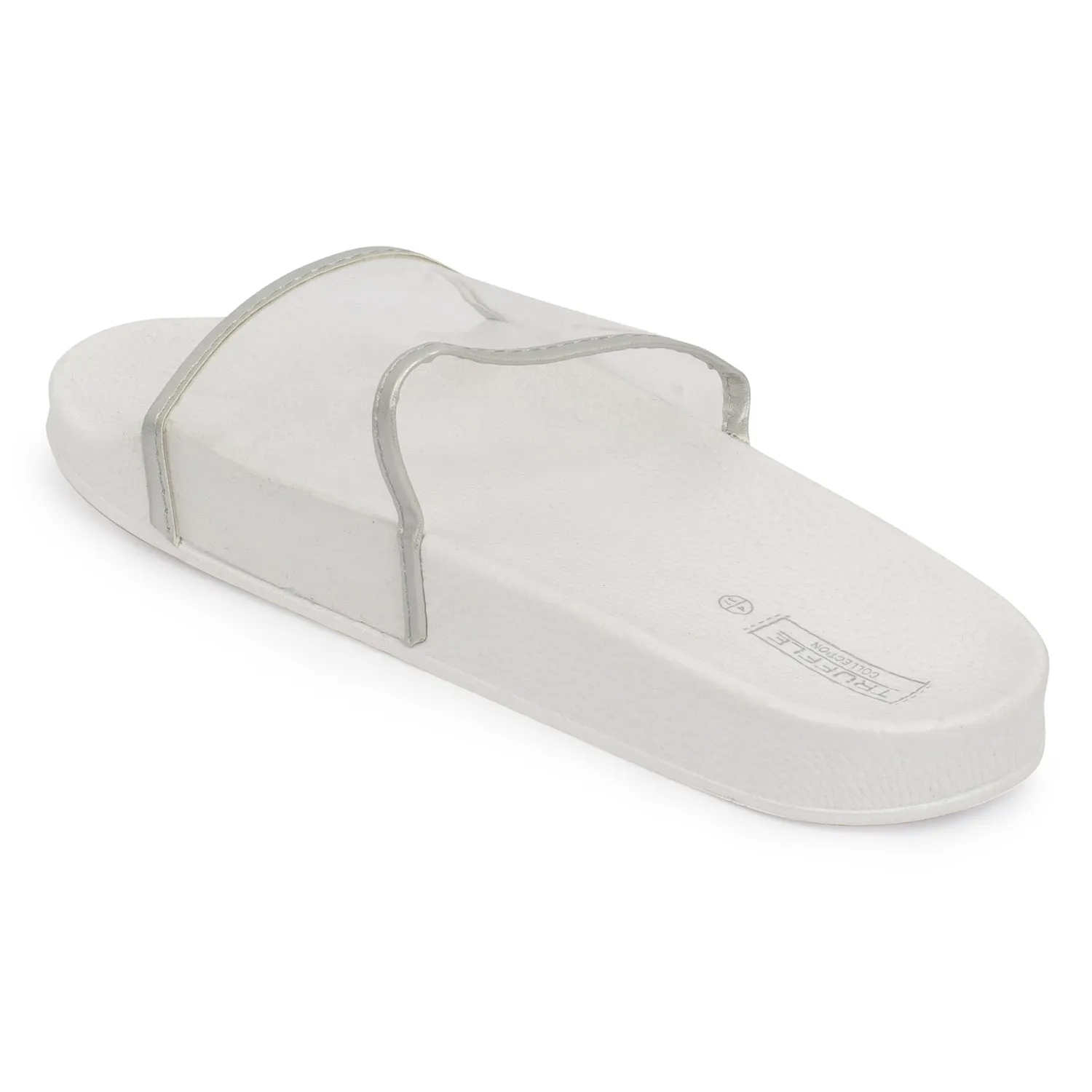 Silver Perspex Strap Flat Sliders