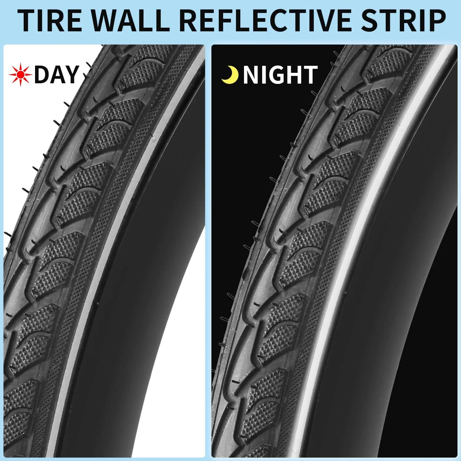 SIMEIQI 1 Pack or 2 Pack 700x35C Anti-Puncture Proof Layer Reflective Bike Tire with or Without Tubes with Presta Valves Road Bicycle Tires