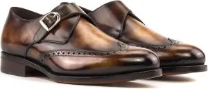 Single Monk Strap Shoe 5573 - Fire Patina Leather - Cognac Sole - Zurigo Last - Handmade Men's Dress Shoe