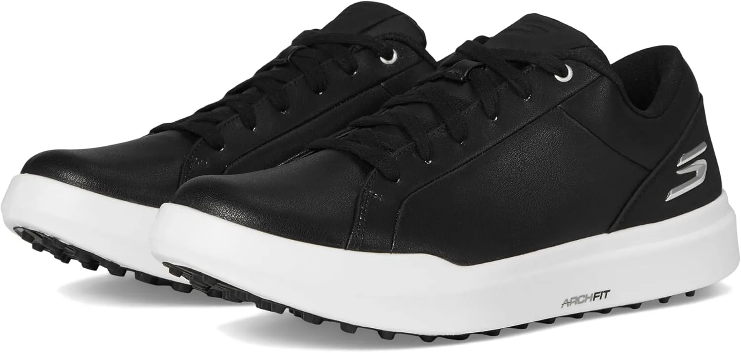 Skechers Golf Men's Drive 6 Arch Leather Relaxed Fit Spikeless Golf Shoe Sneaker, Black/White, 7.5