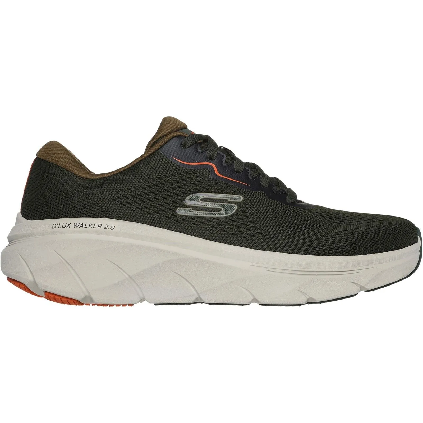 Skechers Men's D'Lux Walker 2.0 Trainers in Olive/Orange