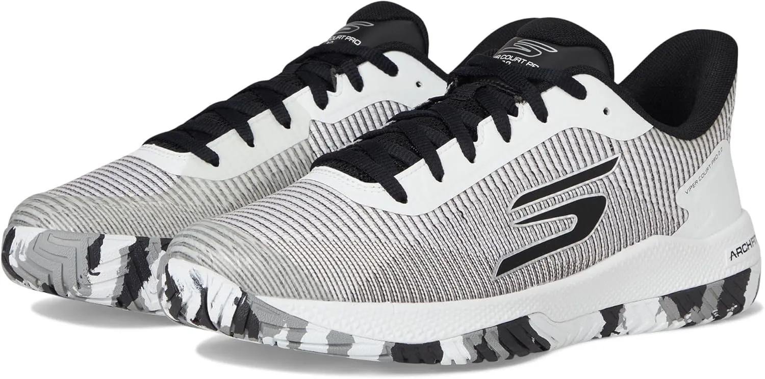SKECHERS Men's Pickleball Viper Court Pro 2.0 Sneaker, White/Black, 11.5