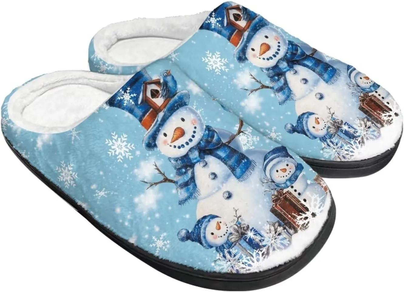 Slippers for Women Indoors and Outdoors, Mens Comfy Flannel Warm Slippers Flat Clogs Winter House Slippers