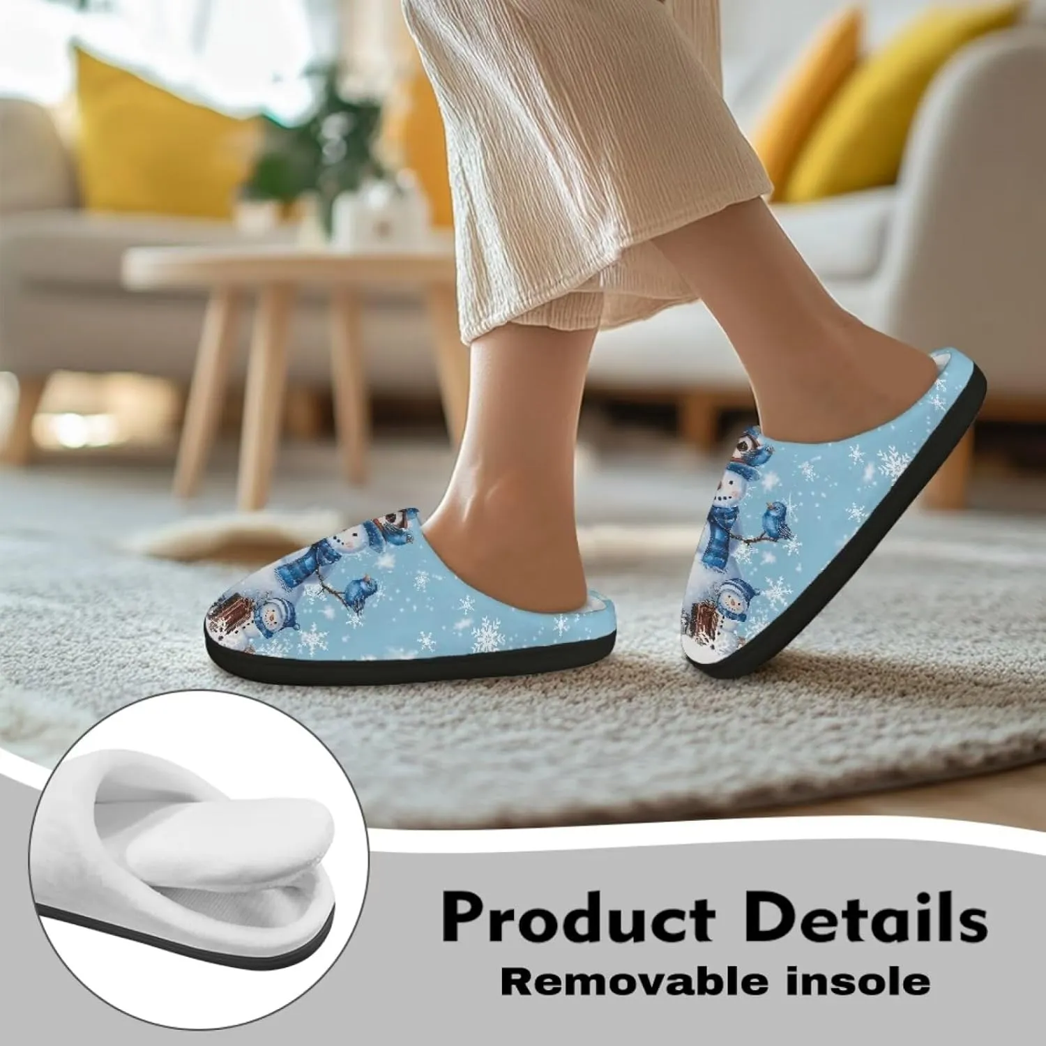 Slippers for Women Indoors and Outdoors, Mens Comfy Flannel Warm Slippers Flat Clogs Winter House Slippers