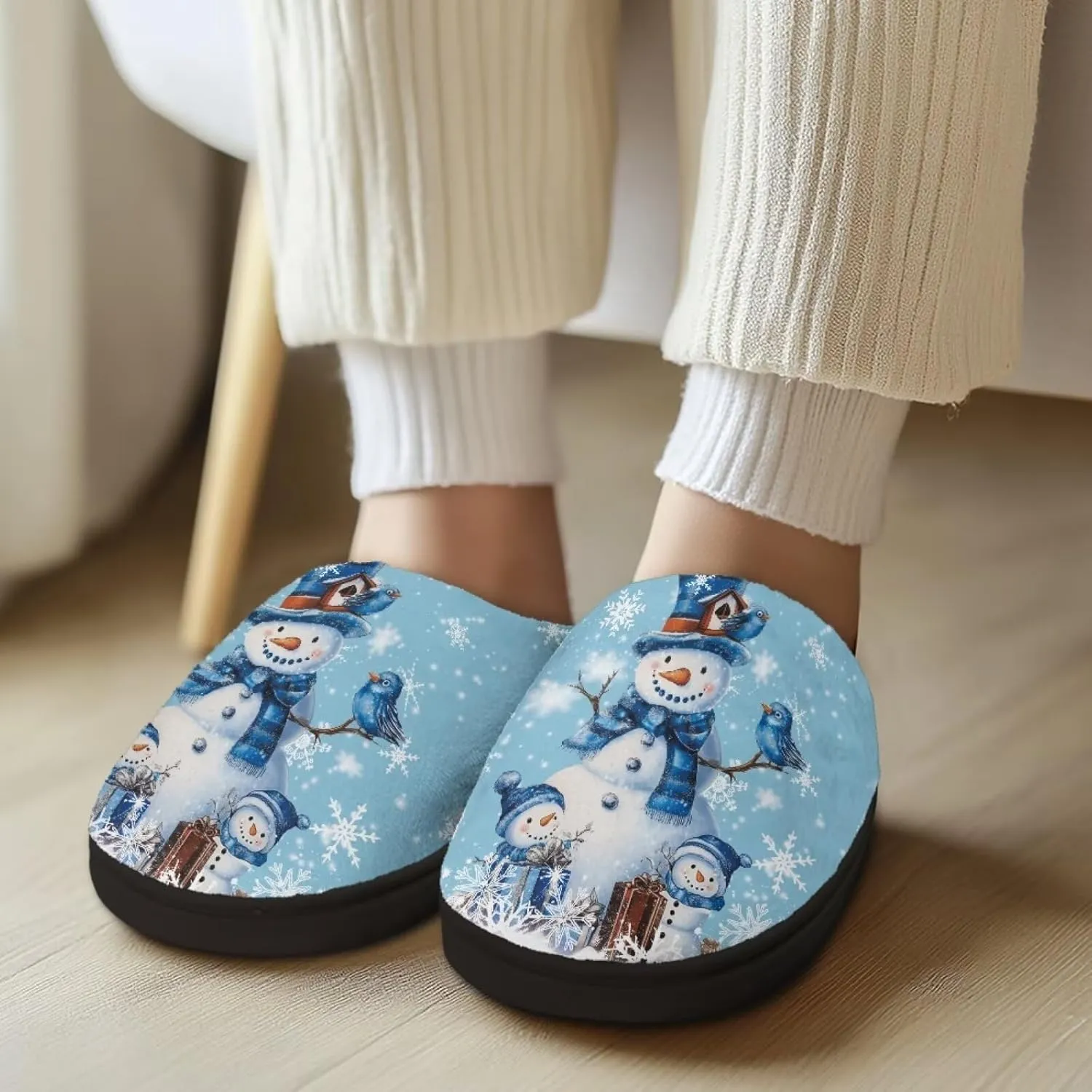 Slippers for Women Indoors and Outdoors, Mens Comfy Flannel Warm Slippers Flat Clogs Winter House Slippers