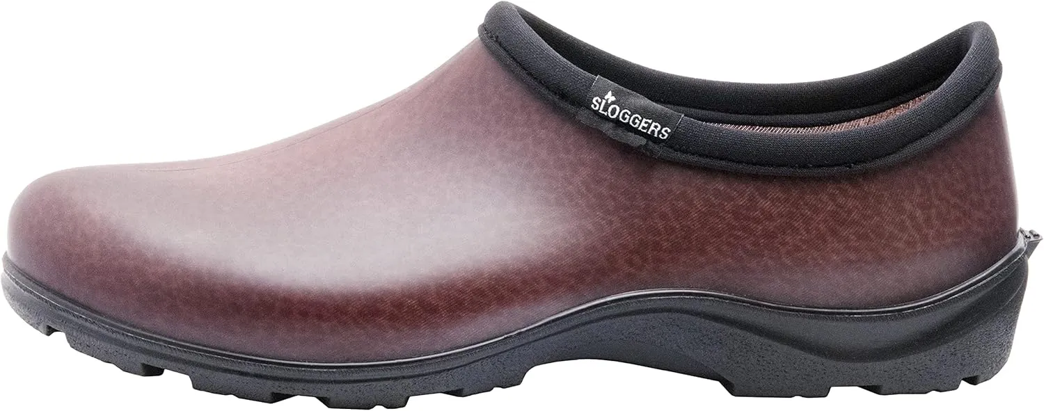 Sloggers Original Waterproof Work Shoe for Men – Outdoor Slip-On Rain and Durable Garden Footwear Made in The USA with Premium Comfort Support Insole, Leather Print Brown - Size 10