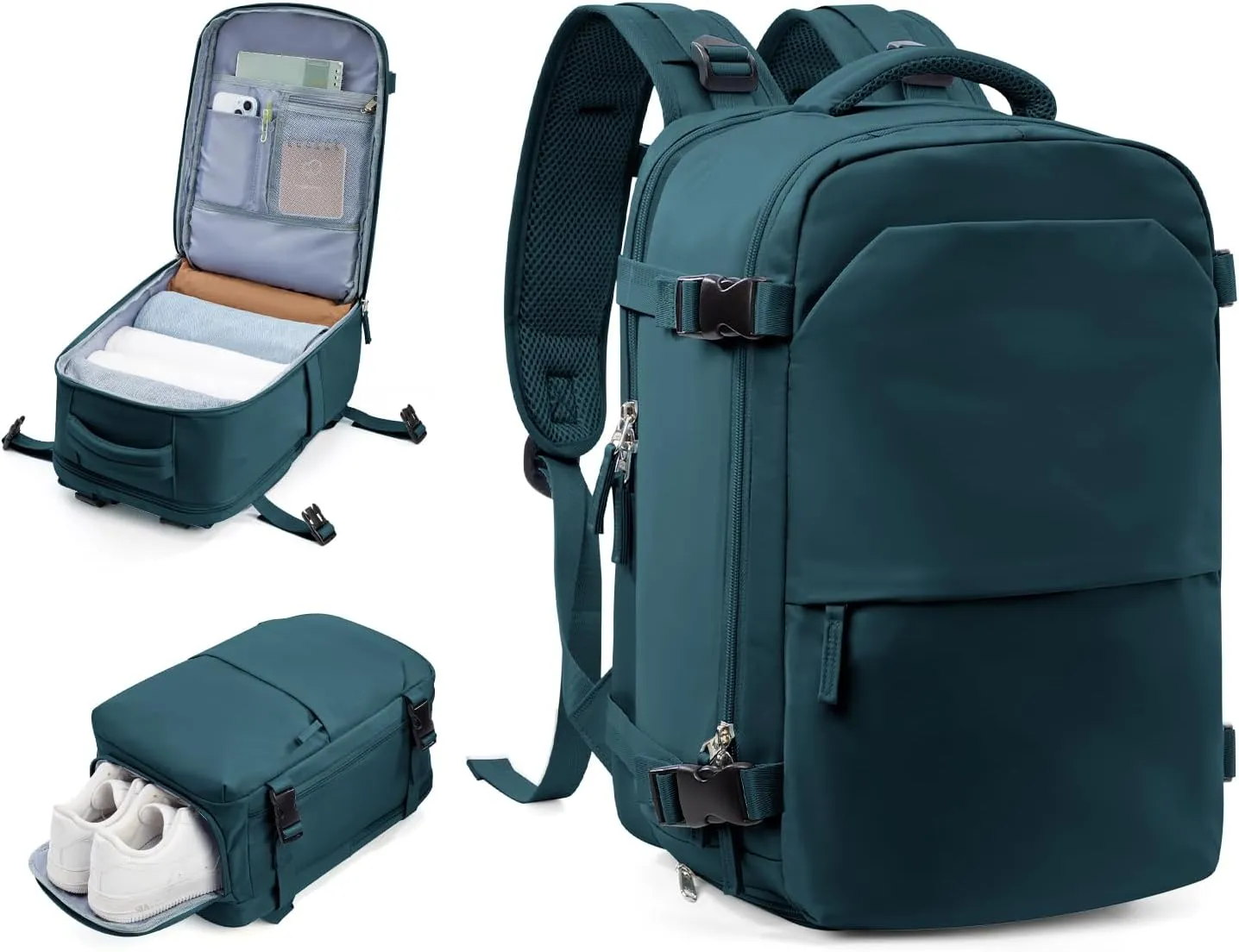 Small Travel Backpack 25L Carry on Backpack Airplane Approved Laptop Backpack Fits 14" Laptop with Shoe Compartment, Waterproof Casual Daypack Bag for Women Men Business Weekender, Peacock Blue