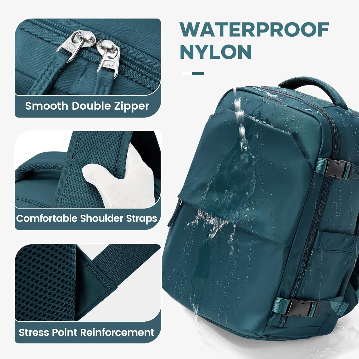 Small Travel Backpack 25L Carry on Backpack Airplane Approved Laptop Backpack Fits 14" Laptop with Shoe Compartment, Waterproof Casual Daypack Bag for Women Men Business Weekender, Peacock Blue