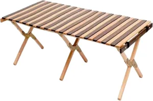 SOBOUR Folding Camping Table Portable Picnic Table Compact Camping Table Roll Up Desktop with Storage Carry Bag Great for Patio
