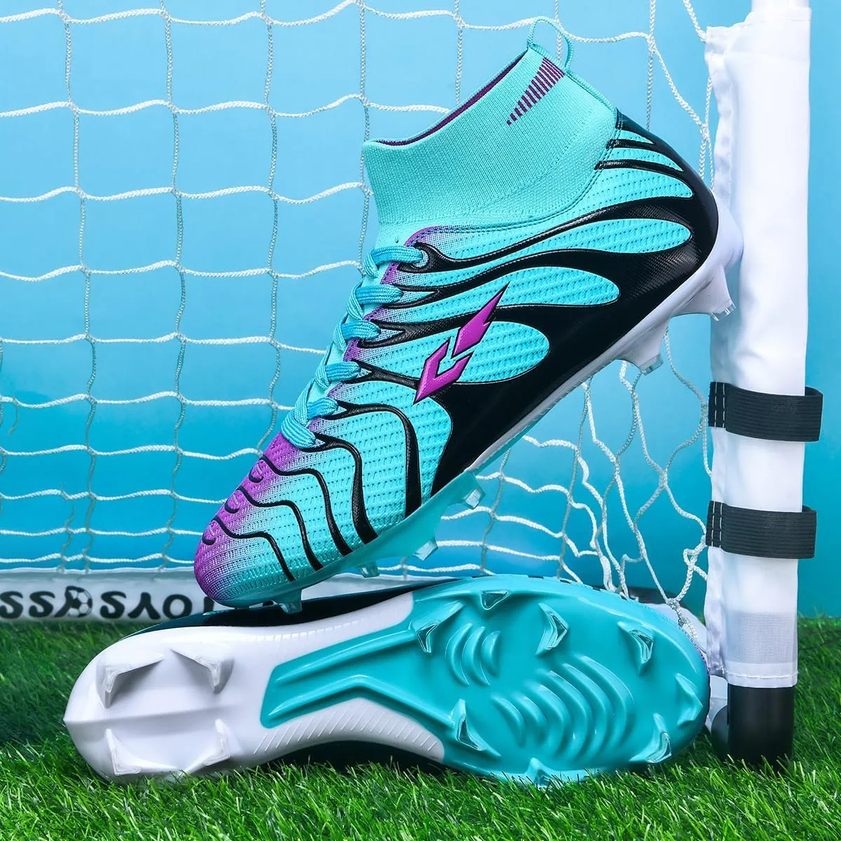 Soccer Cleats for Mens Womens Lightweight Training Football Shoes Unisex Outdoor High Ankle Sneaker