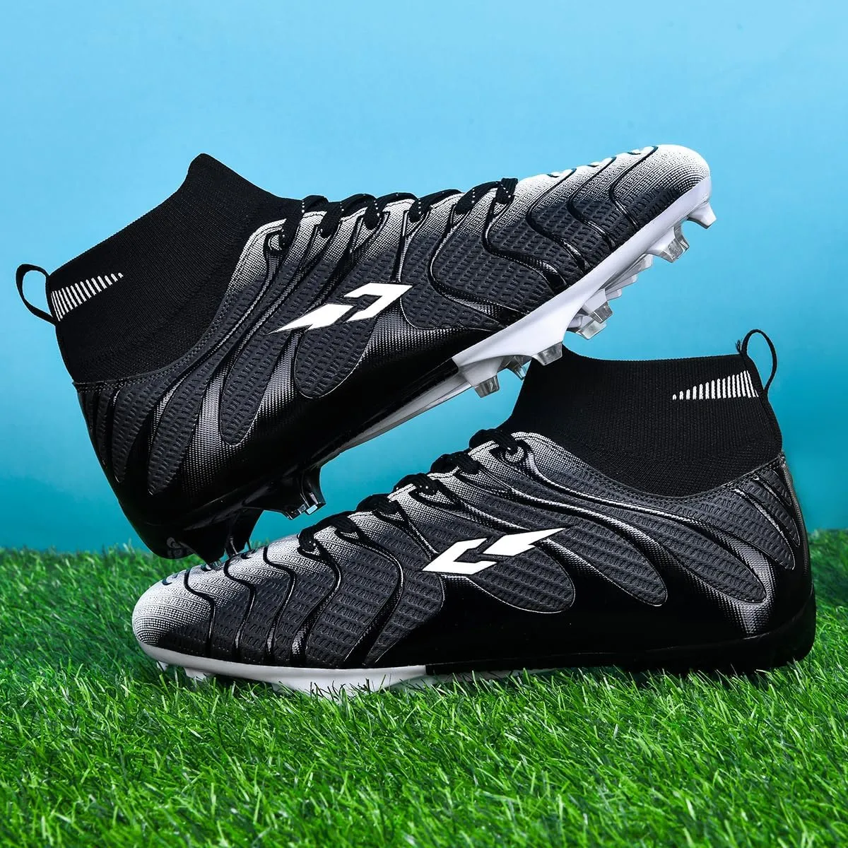 Soccer Cleats for Mens Womens Lightweight Training Football Shoes Unisex Outdoor High Ankle Sneaker