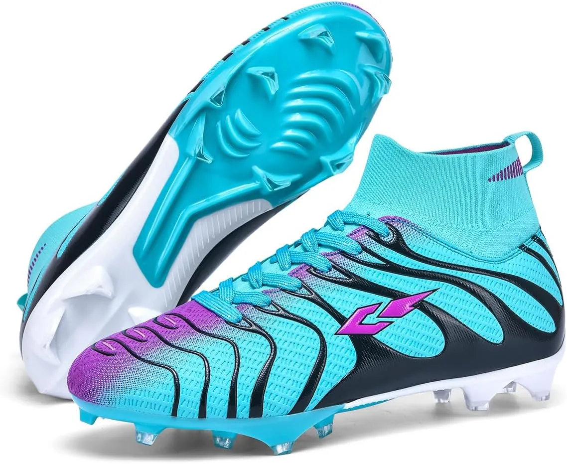 Soccer Cleats for Mens Womens Lightweight Training Football Shoes Unisex Outdoor High Ankle Sneaker