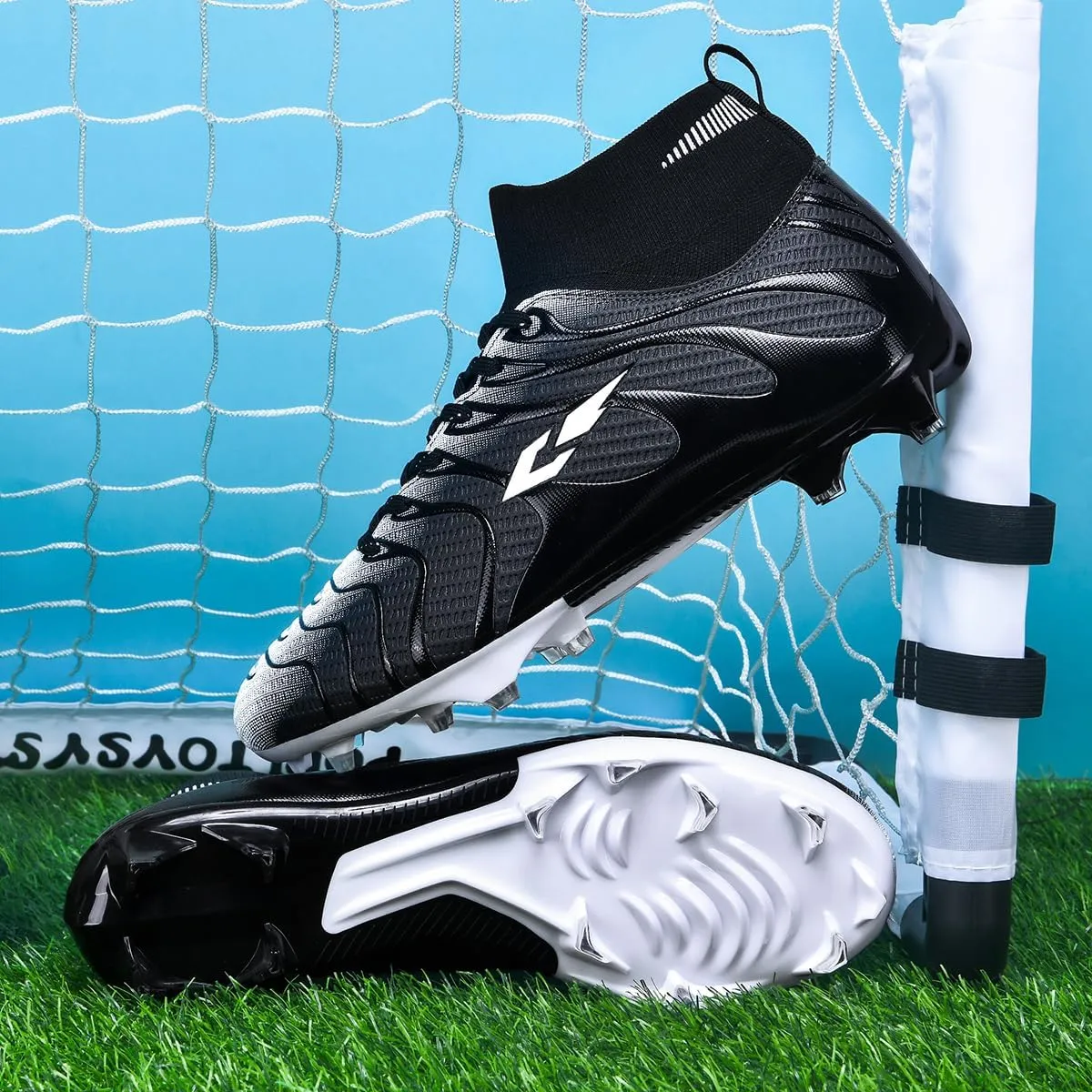 Soccer Cleats for Mens Womens Lightweight Training Football Shoes Unisex Outdoor High Ankle Sneaker