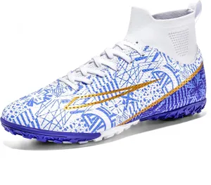 Soccer Cleats for Mens Womens Turf Soccer Shoes Indoor Footall Cleats High Ankle TF AG FG Football Boots Wide Training Sneaker