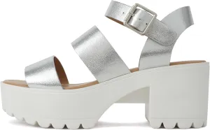 Soda ACCOUNT ~ Women Open Toe Two Bands Lug sole Fashion Block Heel Sandals with Adjustable Ankle Strap