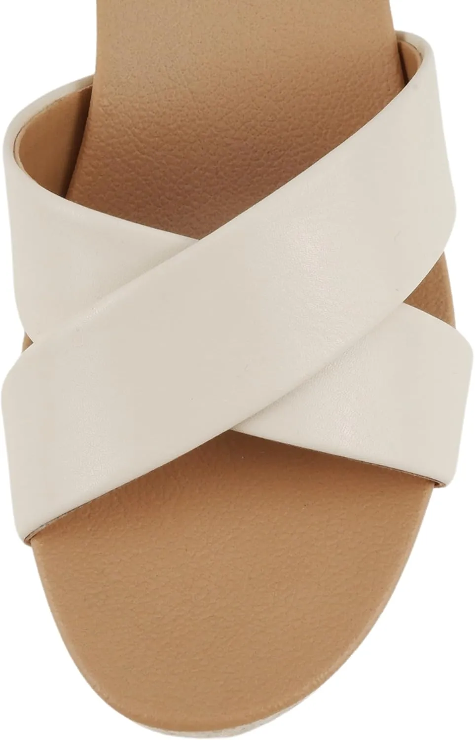 Soda “Donnie” ~ Women Open Round Toe Crisscross Band Low Heel Espadrille Wedge Sandal with Adjustable Ankle Strap
