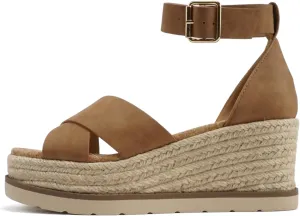 Soda “Fabian” ~ Women Square Toe Closed Back Counter Crisscross Band Platform Espadrille Wedge Sandals with Adjustable Ankle Strap