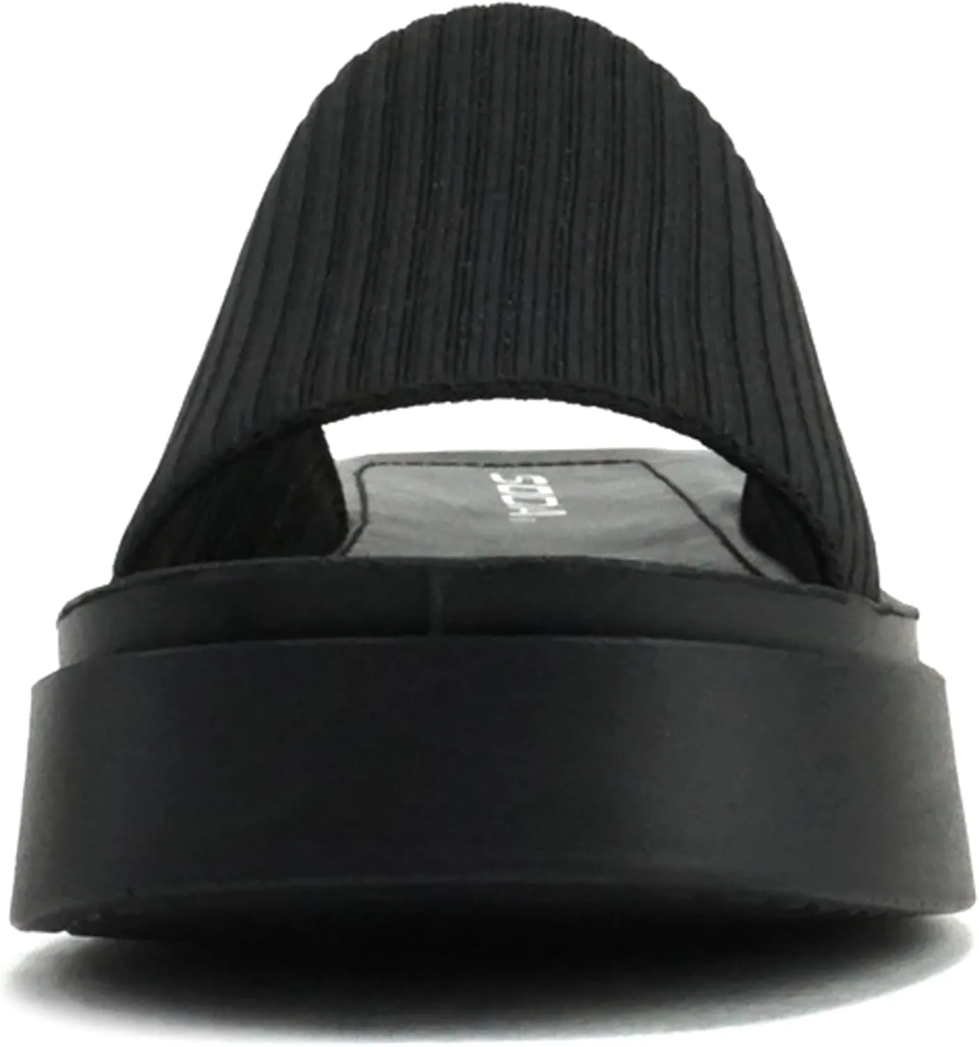Soda “Farley” ~ Women Open Square Toe Elastic Upper Platform Slide Sandal