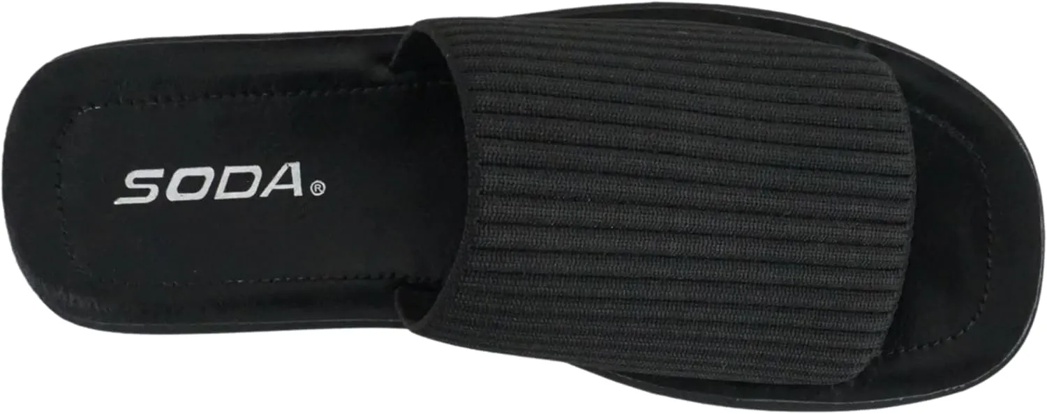 Soda “Farley” ~ Women Open Square Toe Elastic Upper Platform Slide Sandal