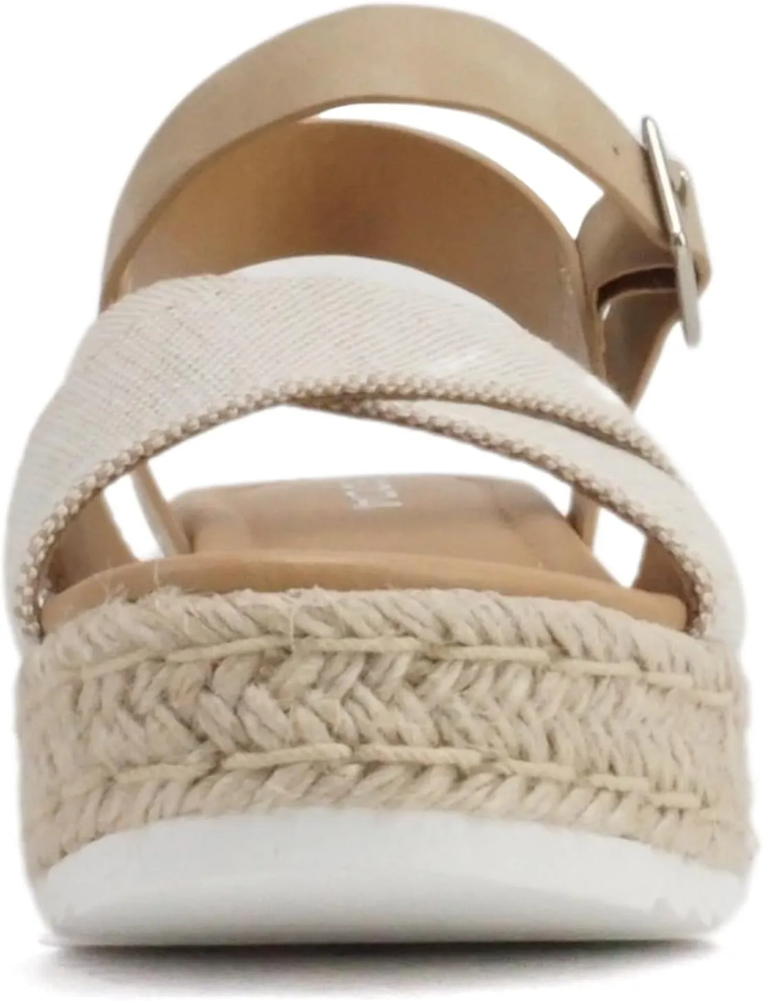 Soda “FIRELY” ~ Women Round Toe Crisscross Band Platform Espadrille Wedge Sandal with Adjustable Ankle Strap