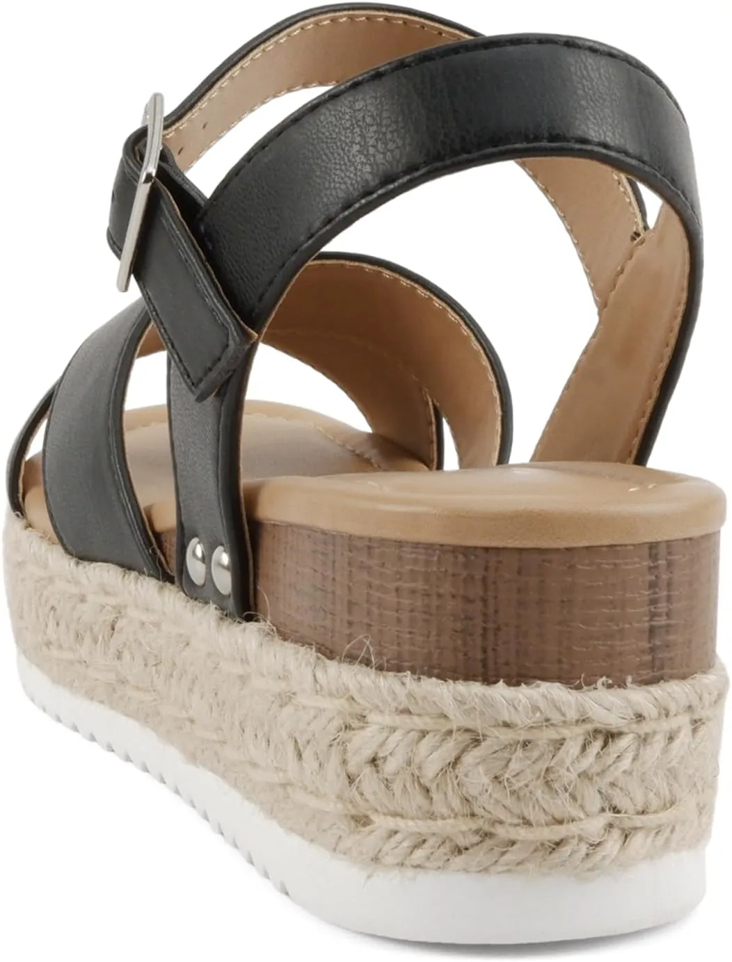 Soda “FIRELY” ~ Women Round Toe Crisscross Band Platform Espadrille Wedge Sandal with Adjustable Ankle Strap