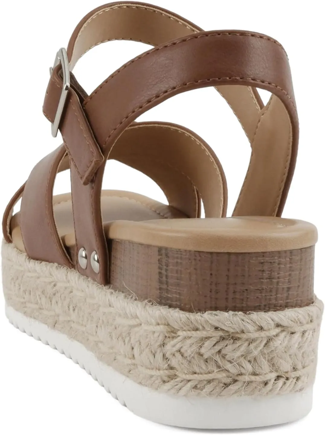 Soda “FIRELY” ~ Women Round Toe Crisscross Band Platform Espadrille Wedge Sandal with Adjustable Ankle Strap