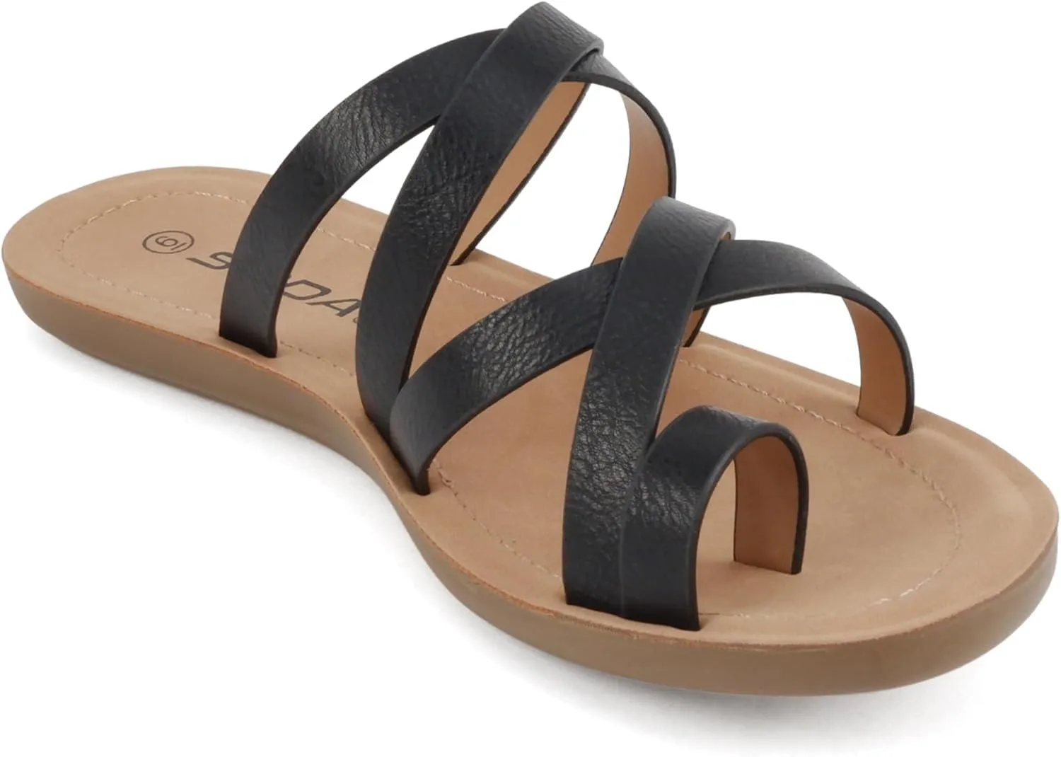 Soda ISABEL ~Women Fashion Comfortable Slip On Flat Cross bands Toe Ring Fashion Sandals