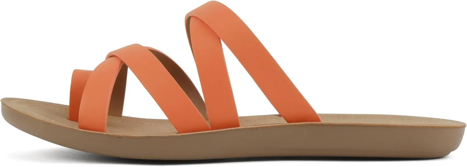 Soda ISABEL ~Women Fashion Comfortable Slip On Flat Cross bands Toe Ring Fashion Sandals