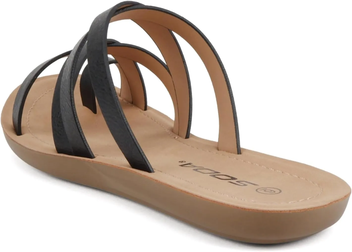 Soda ISABEL ~Women Fashion Comfortable Slip On Flat Cross bands Toe Ring Fashion Sandals
