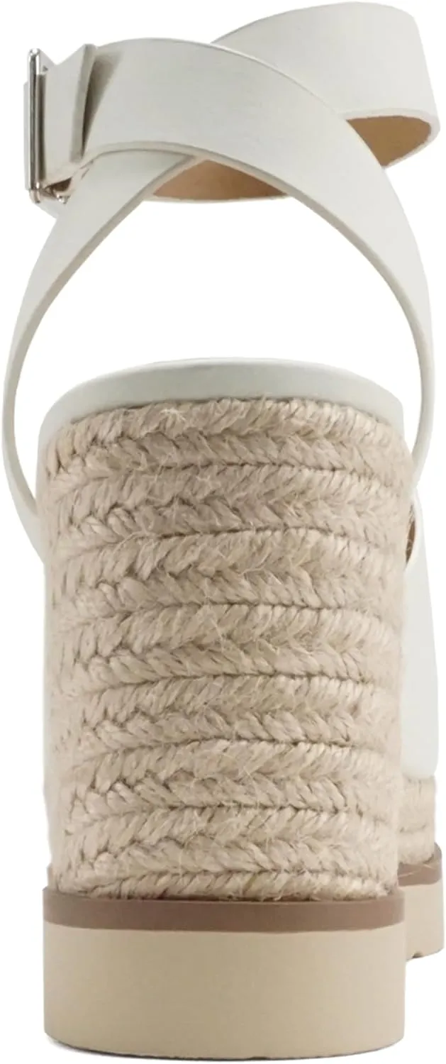 Soda “Stella” ~ Women Square Peep Toe Single Band Platform Espadrille Wedge Sandals with Adjustable Ankle Strap