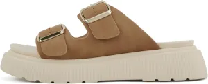 Soda “Uberta” ~ Women Round Toe Lug Sole Platform Slide Sandal with Two Adjustable Buckle Straps