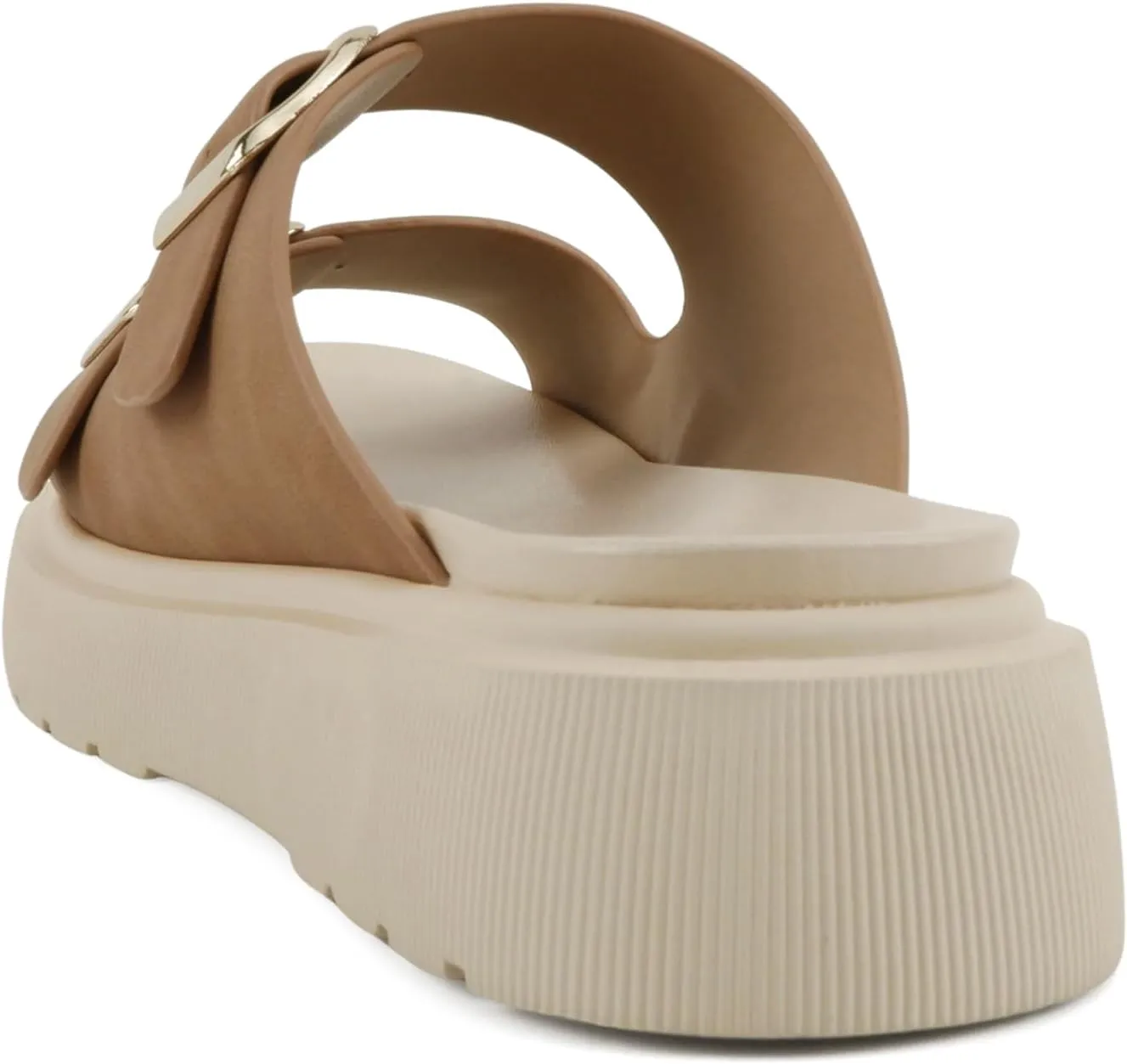 Soda “Uberta” ~ Women Round Toe Lug Sole Platform Slide Sandal with Two Adjustable Buckle Straps