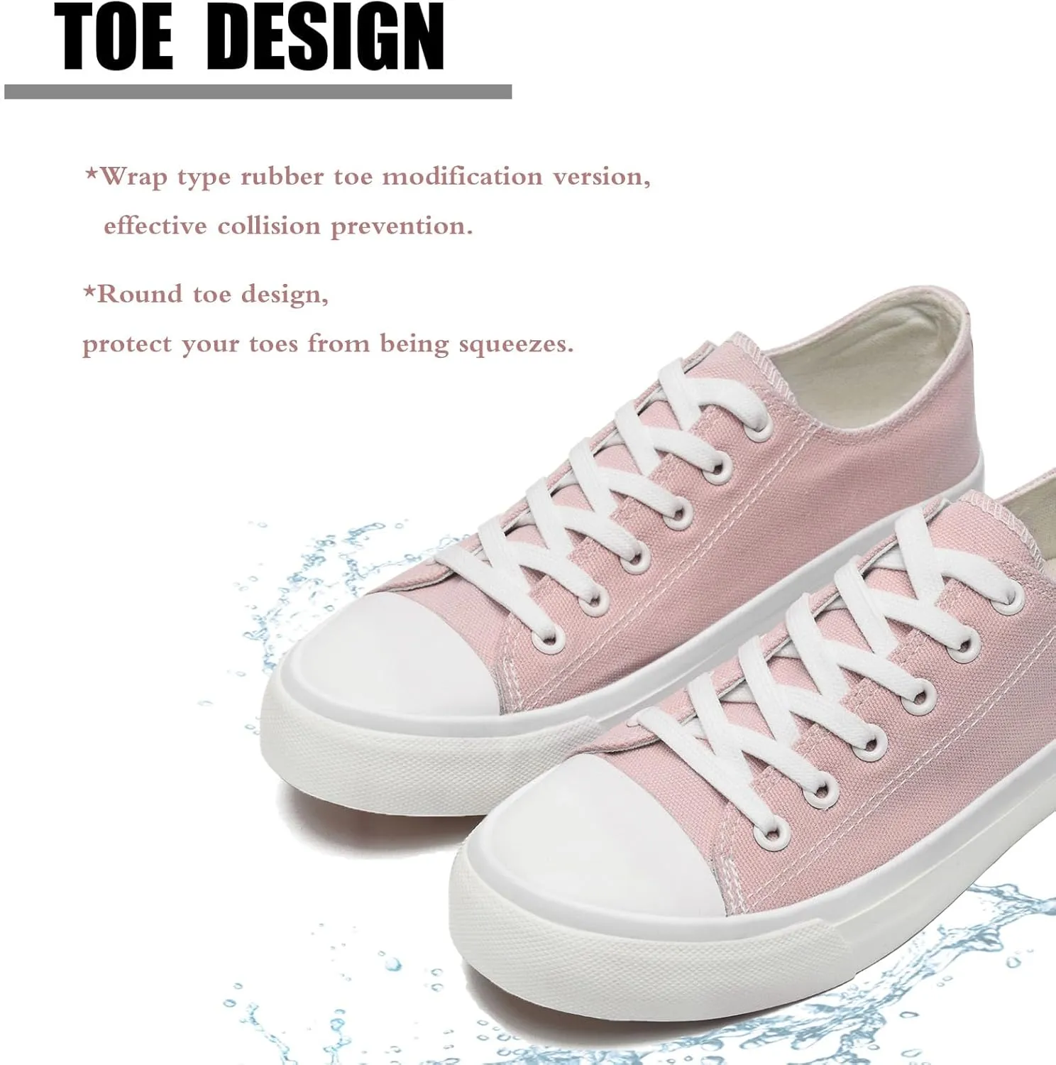 Soofylia Women's Canvas Fashion Sneakers, Grey, Flat Heel, Lace-Up, Lightweight, Breathable, Casual, Summer, Skateboarding