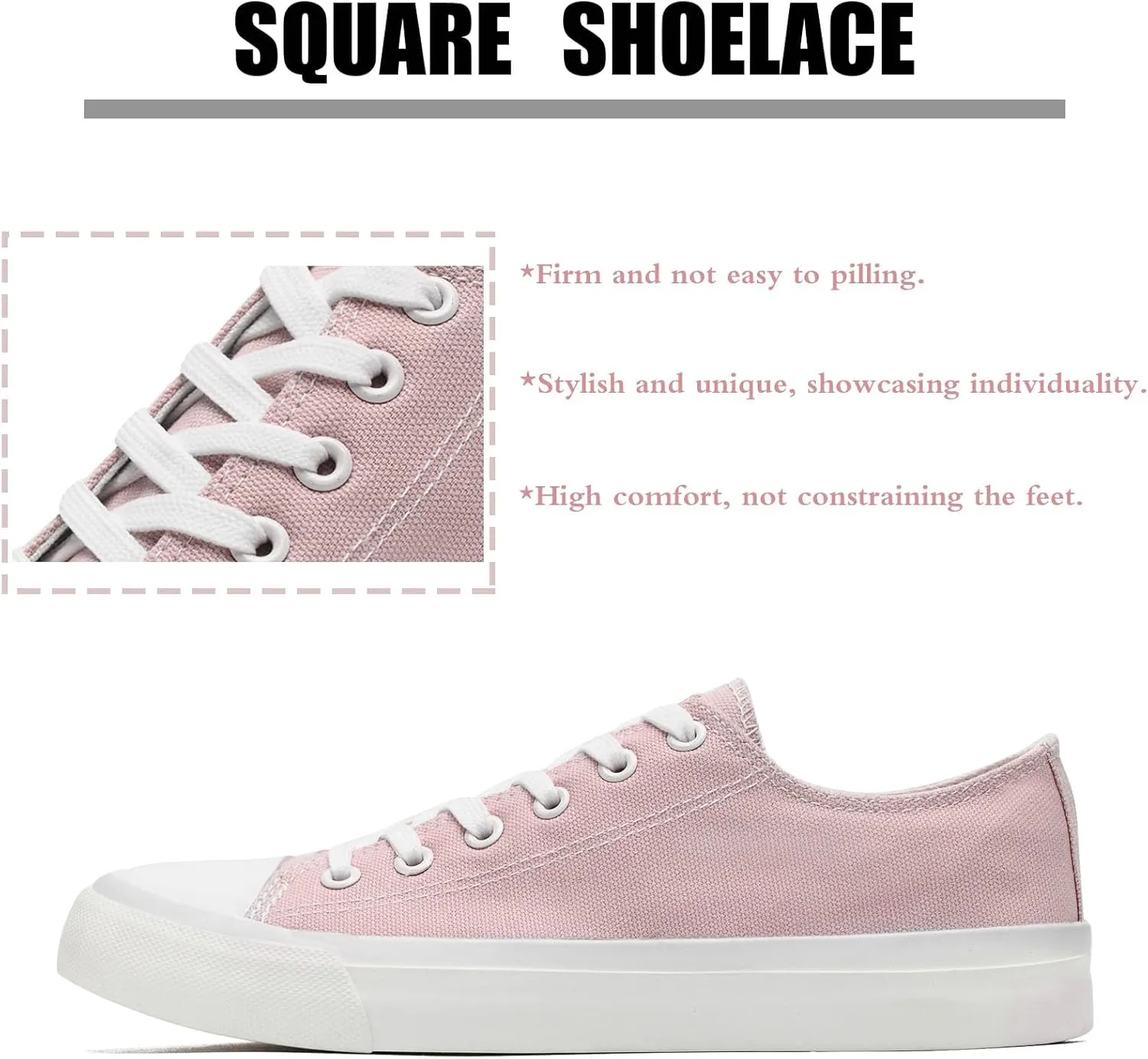Soofylia Women's Canvas Fashion Sneakers, Grey, Flat Heel, Lace-Up, Lightweight, Breathable, Casual, Summer, Skateboarding
