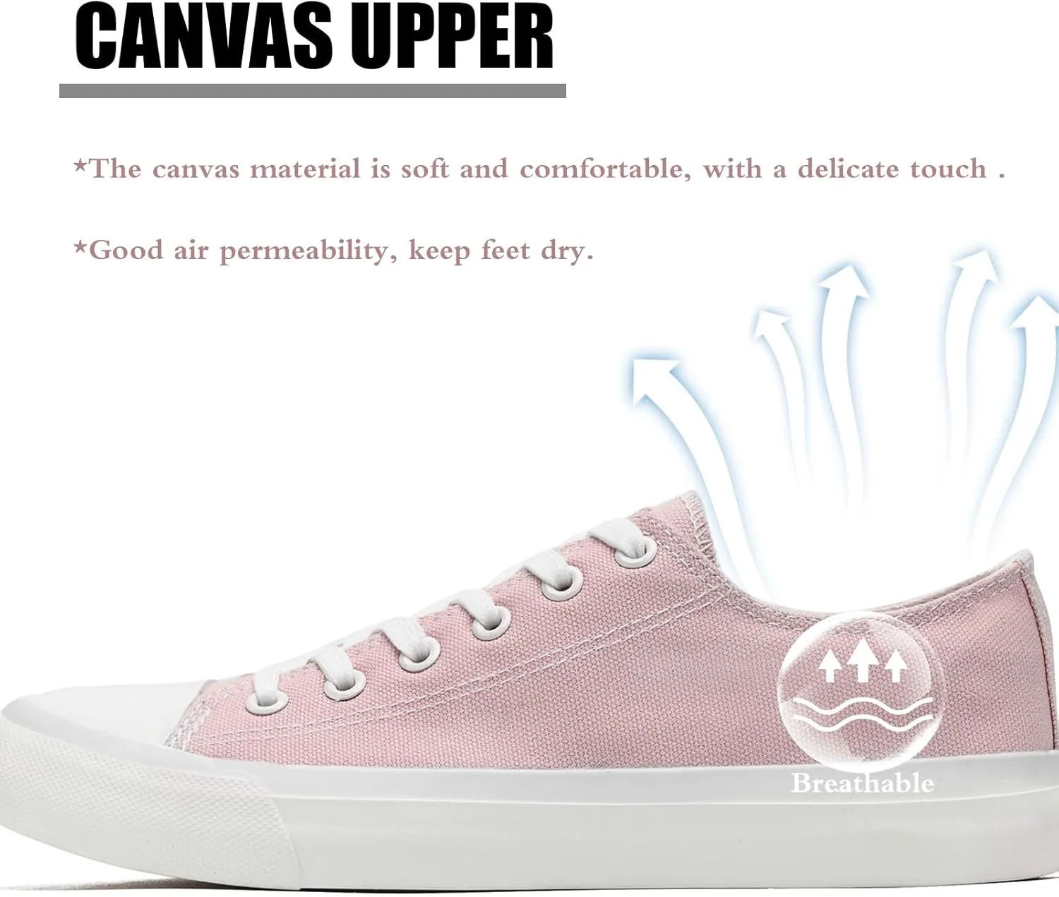 Soofylia Women's Canvas Fashion Sneakers, Grey, Flat Heel, Lace-Up, Lightweight, Breathable, Casual, Summer, Skateboarding