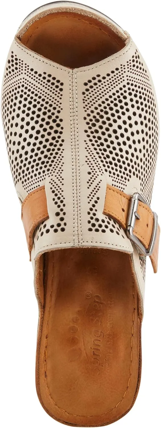 Spring Step MOMELLE Women's Perforated Leather Wedge Slide Sandals - Chic Style, Comfortable Elegance