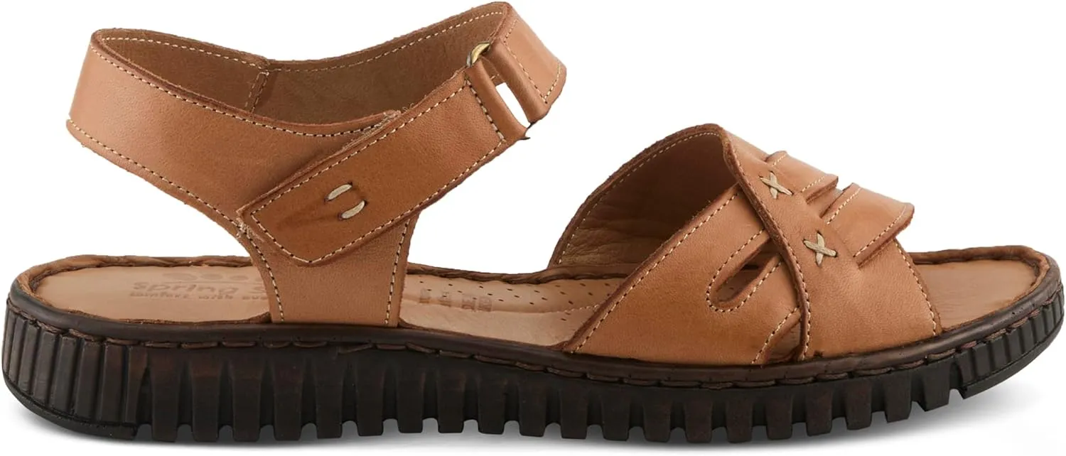 Spring Step NOCHELLA Women's Soft Leather Sandals - Hook and Loop Closure, All-Day Comfort