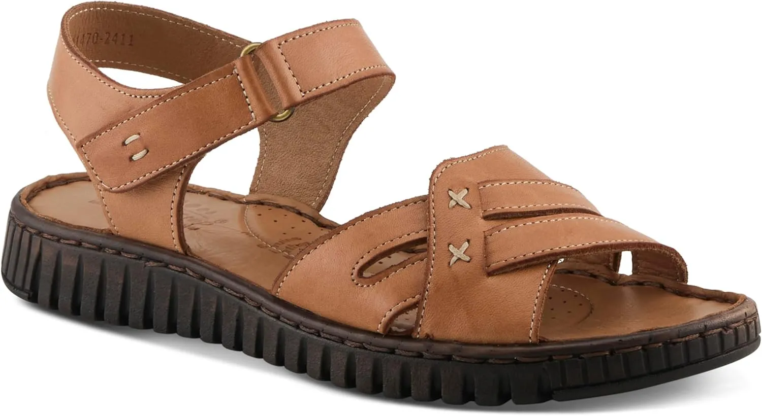 Spring Step NOCHELLA Women's Soft Leather Sandals - Hook and Loop Closure, All-Day Comfort