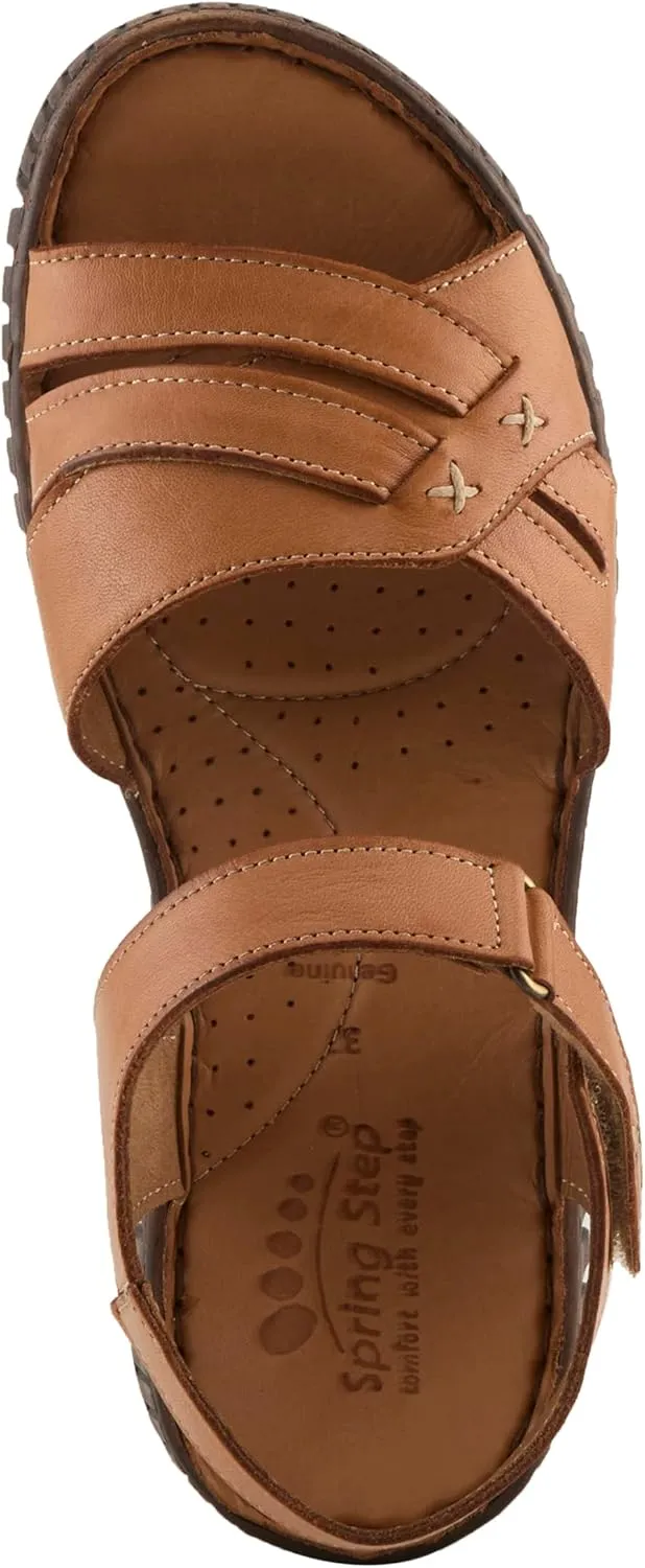 Spring Step NOCHELLA Women's Soft Leather Sandals - Hook and Loop Closure, All-Day Comfort