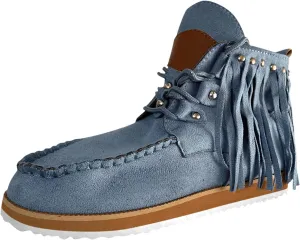 Suede Cowboy Boots Women Short Western Boots Suede Fringe Boots Flat Moccasin Boots Tassel Boots Hippie Boots