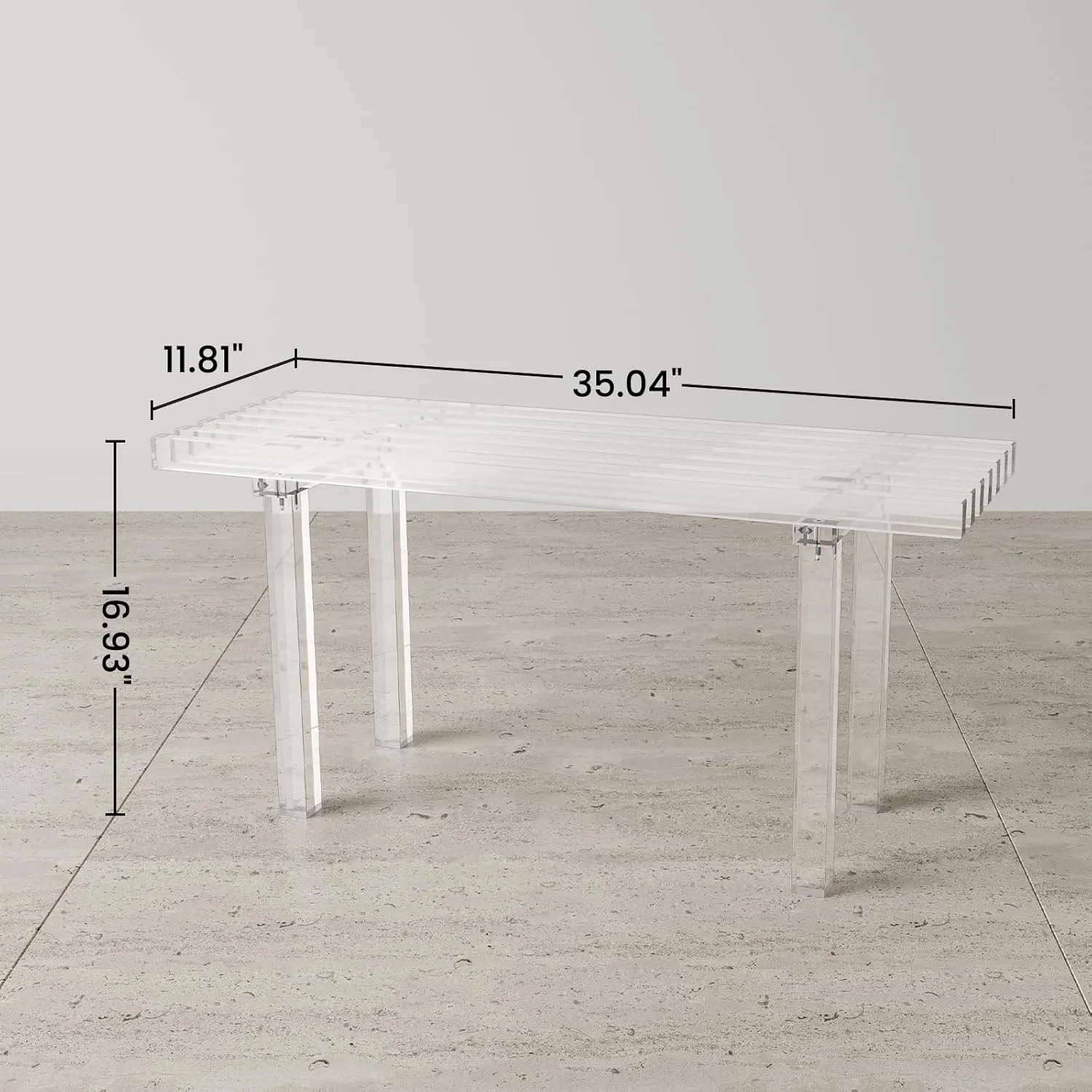Sumerflos Acrylic Entryway Bench - 35" Clear Shoe Storage Bench for Bedroom & End of Bed & Hallway, Holds Up to 300 Lb (Seat for 2 People), Modern, Easy Assembly