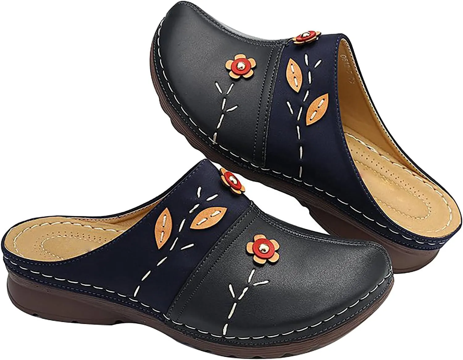 Summer Women Gracosy Clogs Shoes Leather Loafers Slip On Mules Antil Slip Beach Comfortable Sandals For Women