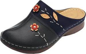 Summer Women Gracosy Clogs Shoes Leather Loafers Slip On Mules Antil Slip Beach Comfortable Sandals For Women